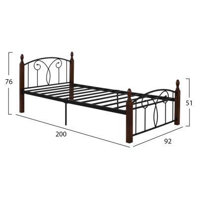 HM389 METAL & WOOD SUZIE BED FOR SINGLE MATTRESS 90x190cm.