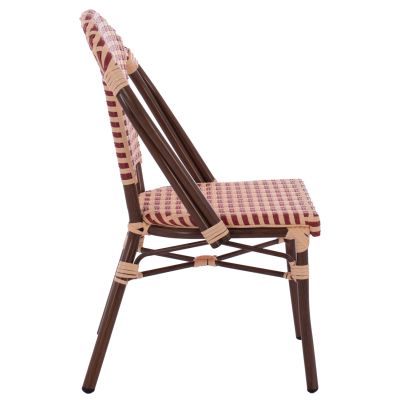 HM5817.01 BAMBOO-STYLE ALUMINUM CHAIR, BEIGE-RED, WICKER-RATTAN, WITHOUT ARMS