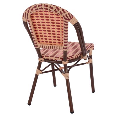 HM5817.01 BAMBOO-STYLE ALUMINUM CHAIR, BEIGE-RED, WICKER-RATTAN, WITHOUT ARMS