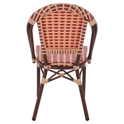 HM5817.01 BAMBOO-STYLE ALUMINUM CHAIR, BEIGE-RED, WICKER-RATTAN, WITHOUT ARMS