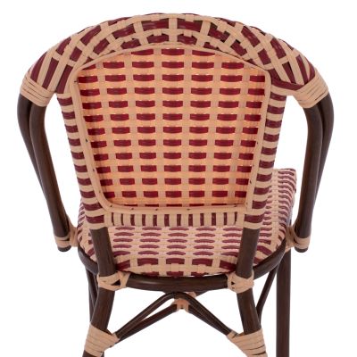 HM5817.01 BAMBOO-STYLE ALUMINUM CHAIR, BEIGE-RED, WICKER-RATTAN, WITHOUT ARMS