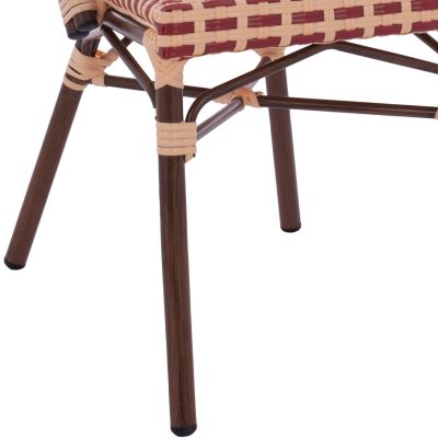 HM5817.01 BAMBOO-STYLE ALUMINUM CHAIR, BEIGE-RED, WICKER-RATTAN, WITHOUT ARMS