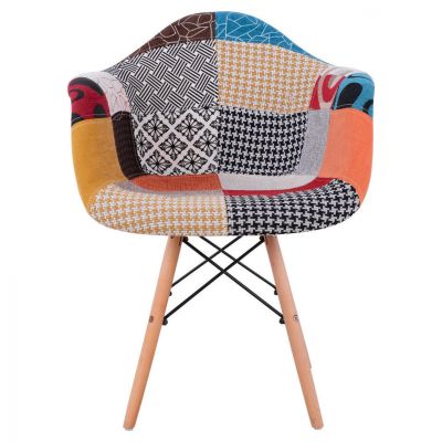 Armchair with wooden legs and Seat Patchwork Mirto HM005.25 63x57x80 cm