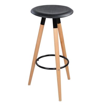 Bar Stool with wooden legs & black Seat Tonia HM0116.02 43x43x75cm