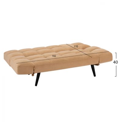 Sofa Bed 3 Seater Velvet Beige HM3167.07 182x80x88cm