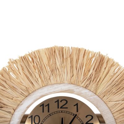 WALL CLOCK HM4200 METAL & RAFFIA FIBERS IN EARTH TONES 100x49Hcm.