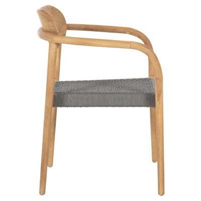 ARMCHAIR OSLO HM9636.08 TEAK WOOD IN NATURAL & GREY ROPE 55x54x80Hcm.