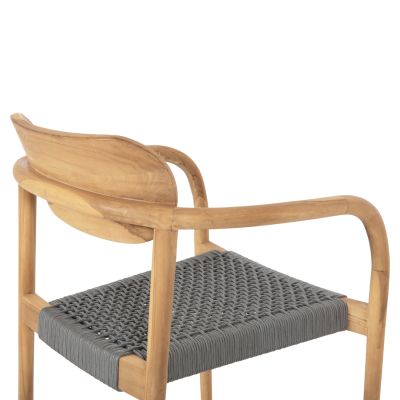 ARMCHAIR OSLO HM9636.08 TEAK WOOD IN NATURAL & GREY ROPE 55x54x80Hcm.