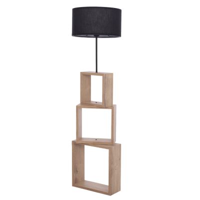 FLOOR STANDING LAMP NATURAL MDF BLACK CYLINDER CAP 37x14x138Hcm.HM7608.02