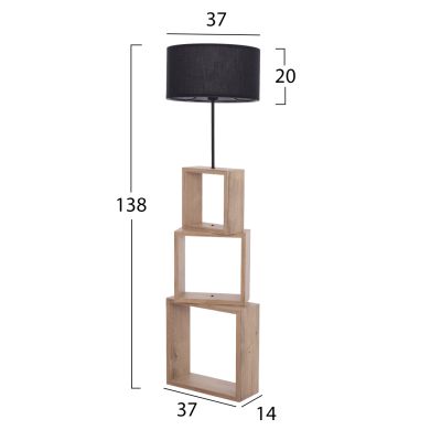 FLOOR STANDING LAMP NATURAL MDF BLACK CYLINDER CAP 37x14x138Hcm.HM7608.02