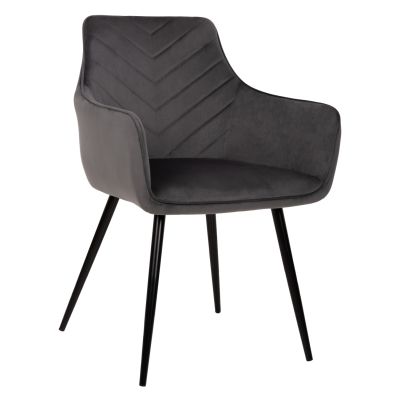 ARMCHAIR LATRELL HM8582.01 GREY VELVET & BLACK METAL LEGS 55x57x84Hcm.