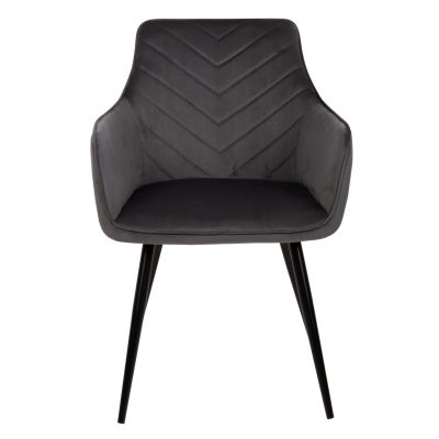 ARMCHAIR LATRELL HM8582.01 GREY VELVET & BLACK METAL LEGS 55x57x84Hcm.