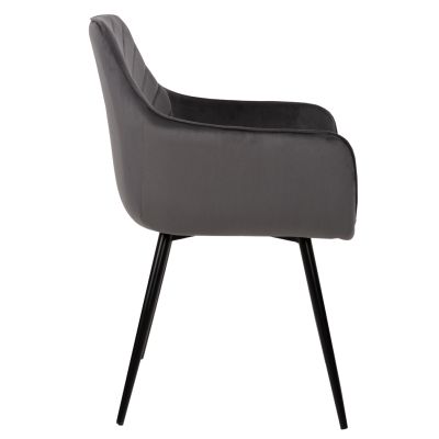 ARMCHAIR LATRELL HM8582.01 GREY VELVET & BLACK METAL LEGS 55x57x84Hcm.