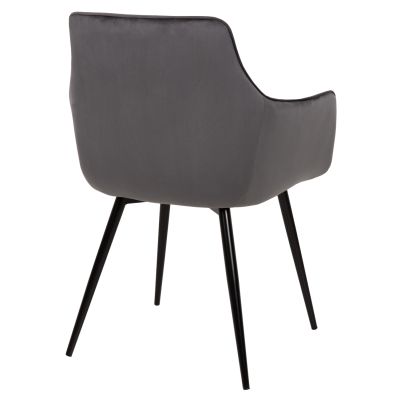 ARMCHAIR LATRELL HM8582.01 GREY VELVET & BLACK METAL LEGS 55x57x84Hcm.