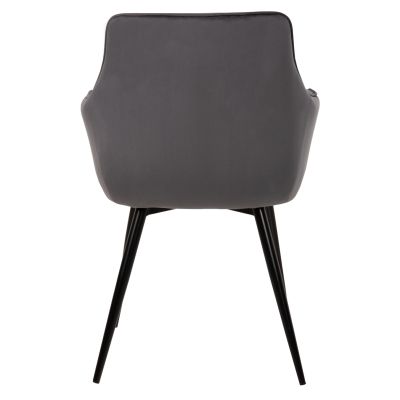 ARMCHAIR LATRELL HM8582.01 GREY VELVET & BLACK METAL LEGS 55x57x84Hcm.