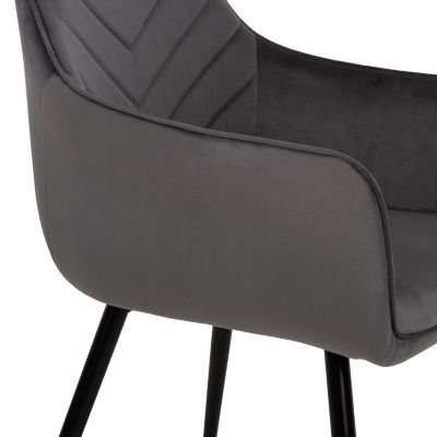 ARMCHAIR LATRELL HM8582.01 GREY VELVET & BLACK METAL LEGS 55x57x84Hcm.