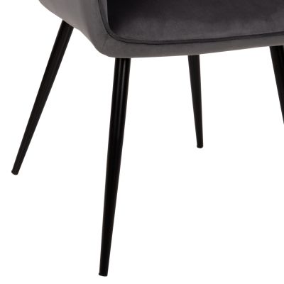 ARMCHAIR LATRELL HM8582.01 GREY VELVET & BLACK METAL LEGS 55x57x84Hcm.