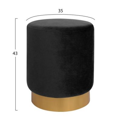 Stool Levy HM8408.04 Black Velvet with gold base D35x43 cm.