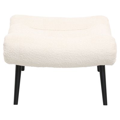 STOOL-FOOTREST KEMBA HM9606.06 ECRU BOUCLE FABRIC-BLACK WOODEN LEGS 68X58X40Hcm.