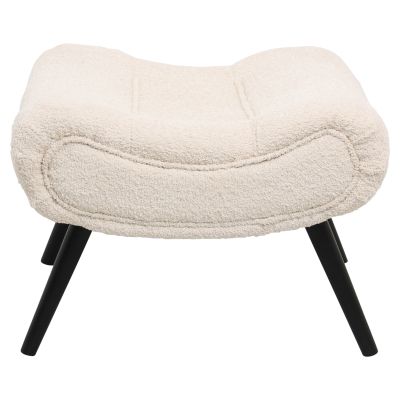 STOOL-FOOTREST KEMBA HM9606.06 ECRU BOUCLE FABRIC-BLACK WOODEN LEGS 68X58X40Hcm.