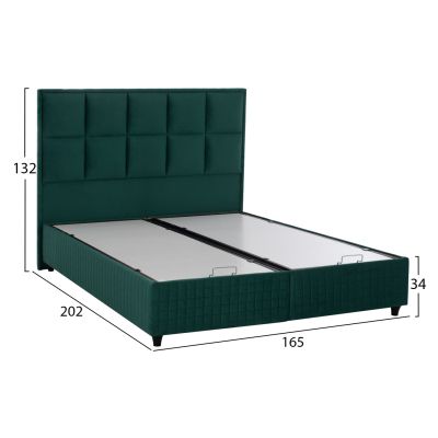 BED ALBA FB9626.13 WITH STORAGE SPACE- CYPRESS GREEN VELVET 160X200 CM