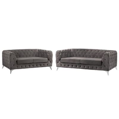 Set living room 2 seater & 3 seater Albert T.Chesterfield Grey Color HM11054.10