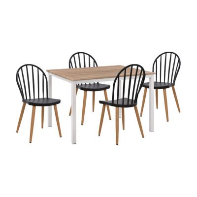 Set 5 pieces Table 110x70x76 cm Sonama & polypropylene chairs Black metallic legs HM11016