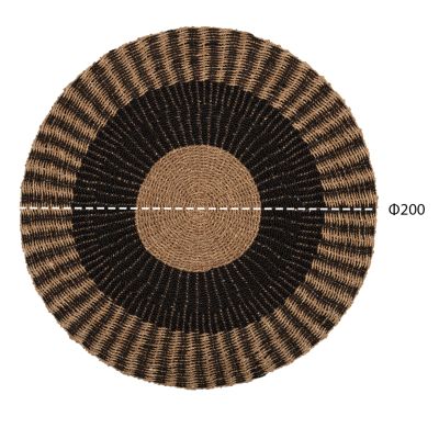 ROUND CARPET KIRKI HM7845 NATURAL SEAGRASS FIBERS IN BLACK-NATURAL COLOR Φ200cm.