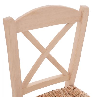 Traditional chair with straw crossed unpainted HM10371.02