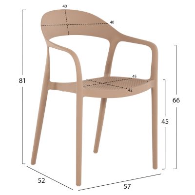 ARMCHAIR POLYPROPYLENE CLEO HM5935.03 CAPUCCINO 57x53x81Hcm.