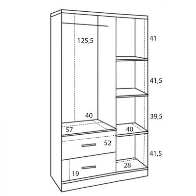 Wardorbe 3 Door with 2 drawers HM340.01 Zebrano 89x42,5x181