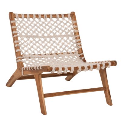 CHAIR ANTIB HM9466.01 TEAK WOOD NATURAL AND ROPE WHITE 65x78x68Hcm.