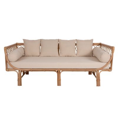 DAYBED-SOFA ALIKI HM9658 RATTAN IN NATURAL-BEIGE CUSHIONS  200x100x86Hcm.