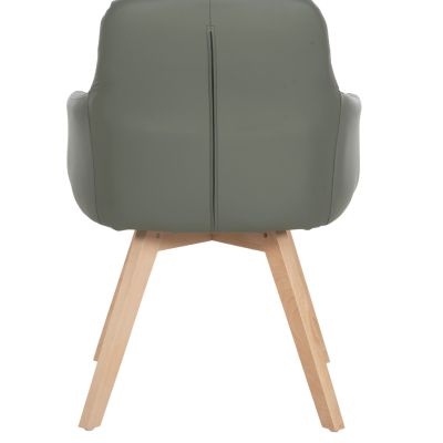 DINING ARMCHAIR DEW HM9848.05 FABRIC & PU IN GREEN-BEECH WOOD LEGS 56,5x62x81,5Hcm.