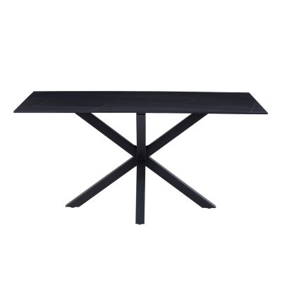 COFFEE TABLE HM9470.04 BLACK MARBLE SINTERED STONE TOP-BLACK METAL BASE 120x60x45,5Hcm.