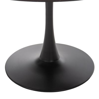 ROUND DINING TABLE ROLLO HM9421.02 MELAMINE IN BLACK MARBLE METAL LEG Φ90x74Hcm.