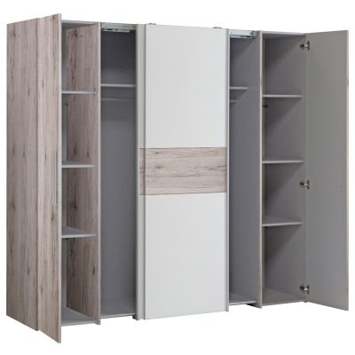 Wardrobe 4 Doors (2 Sliding Doors- 2Fixed Doors) Lois HM2368.02 Sonama White HM200x62x191cm