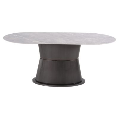 DINING TABLE BENT HM9773.01 CERAMIC IN GREY MARBLE-MDF BASE IN ANTHRACITE 180x90x76Hcm.