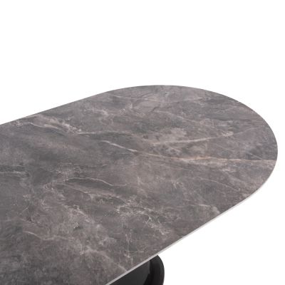 DINING TABLE BENT HM9773.01 CERAMIC IN GREY MARBLE-MDF BASE IN ANTHRACITE 180x90x76Hcm.