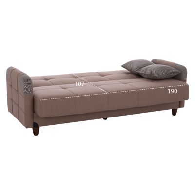 HM3245.01- Three-seater sofa-bed, beige, with arms and storage space