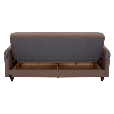 HM3245.01- Three-seater sofa-bed, beige, with arms and storage space