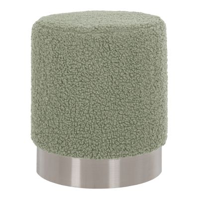 STOOL LEVY HM8408.27 BOUCLE FABRIC PISTACHIO GREEN-SILVER BASE Φ35x42Hcm.