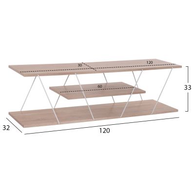 TV STAND TARS HM8922.14 MELAMINE SONOMA WHITE 120x32x33Hcm.