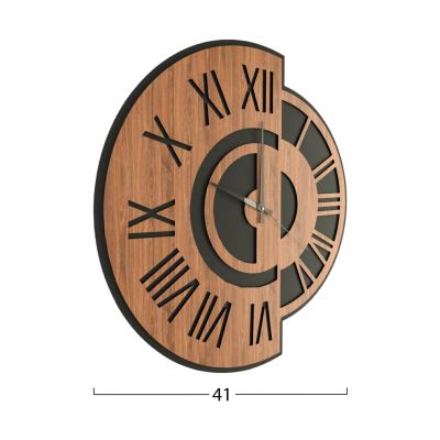 WALL CLOCK BLACK METAL WITH MDF HM7454 D41 cm.