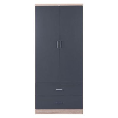 Wardrobe 2 Door with 2 drawers Sonama-Grey 80x42x180cm