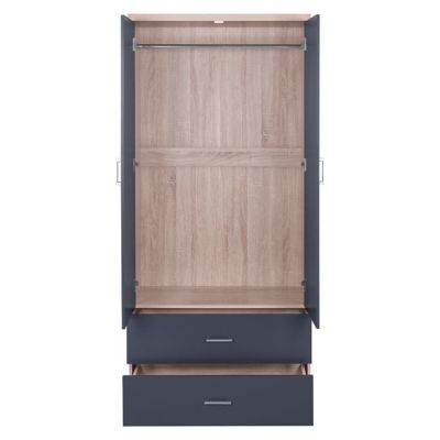 Wardrobe 2 Door with 2 drawers Sonama-Grey 80x42x180cm