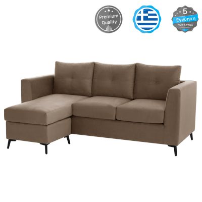 ΡONZA corner sofa, beige, high leg, 2pcs, reversible