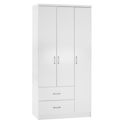 WARDROBE WITH 3 DOORS AND 2 DRAWERS HM340.05 IN WHITE 89x42,5x181 cm.