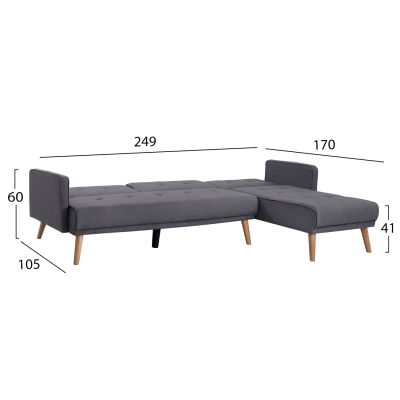 Corner Bed Sofa REVERSIBLE PANTHEA HM3127.01 Dark Grey 263x93 - 155x79 cm