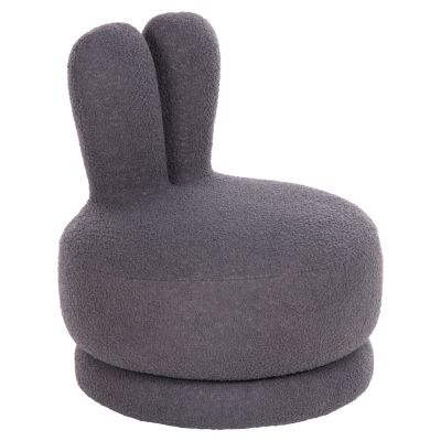 STOOL WITH BACKREST SWIVEL FRIVO HM9774.01 GREY TEDDY FABRIC 51x51x61Hcm.